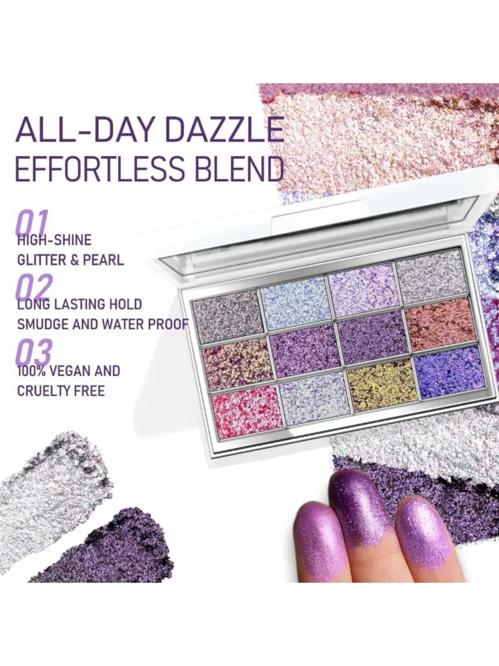12-Color Multichrome Eyeshadow Palette - Highly Pigmented Glitter & Shimmer
